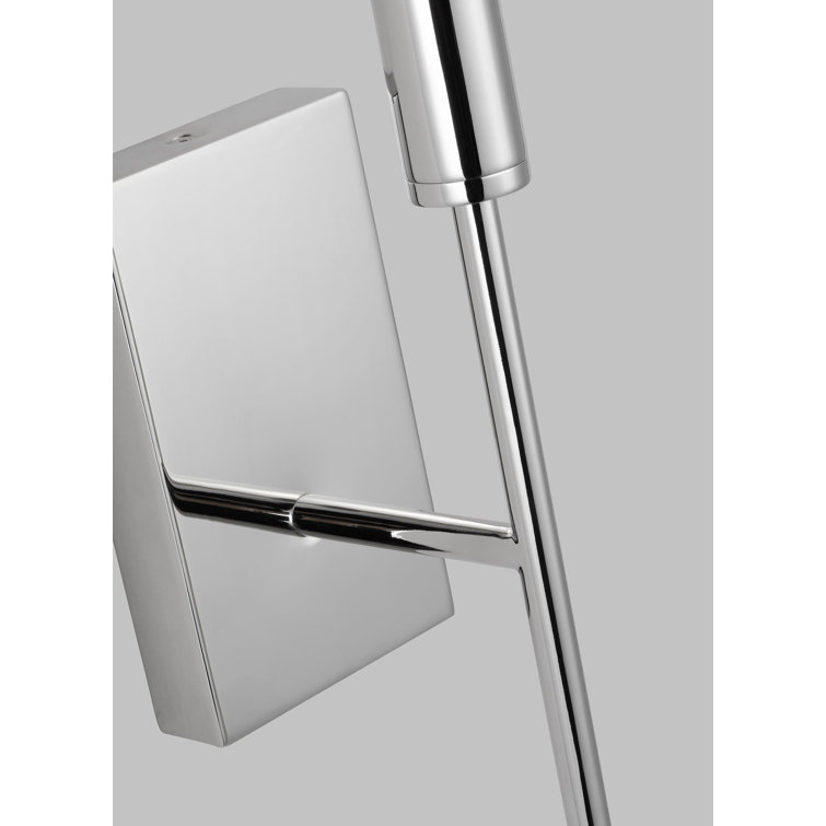 Polished Nickel Iron Wall Sconce with White Linen Shade