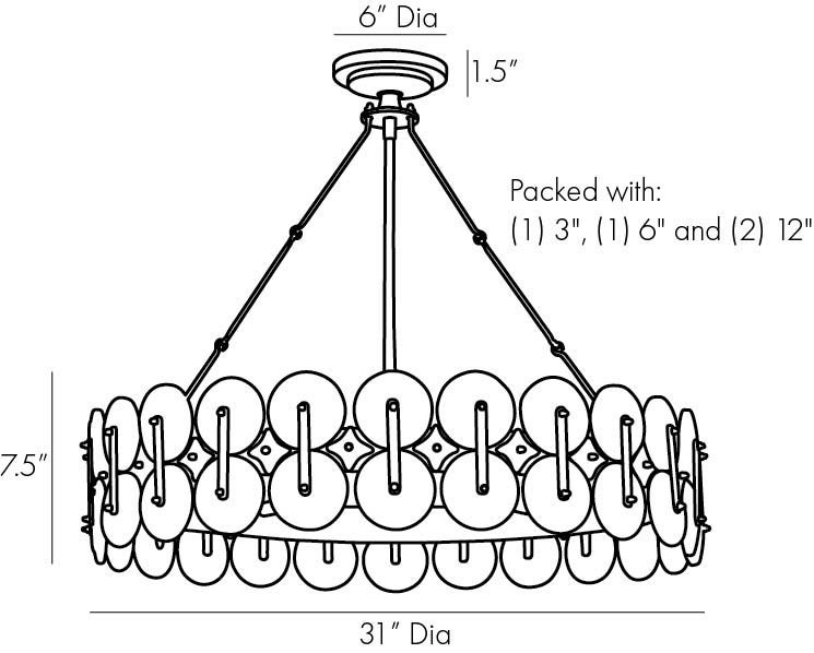 Blackened Iron and Clear Seedy Glass 8-Light Chandelier