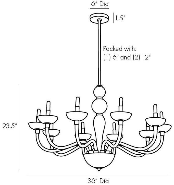 Gustavo Brass and Smoke Glass 10-Light Chandelier