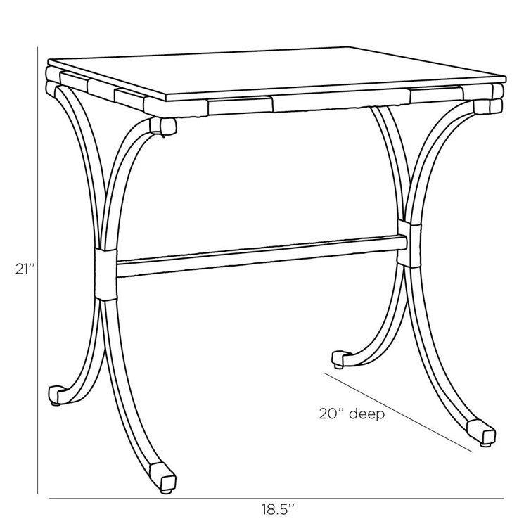 Vintage Brass and Rattan Square End Table