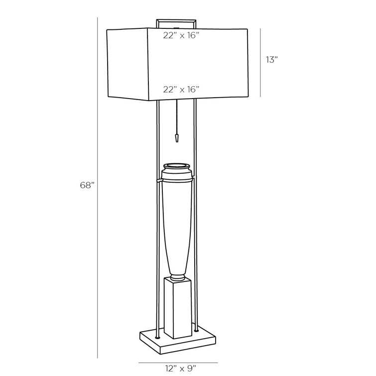 Foundry Charcoal Bronze Steel & Ricestone 68'' Floor Lamp with Bone Linen Shade