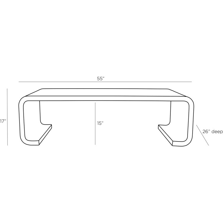 Lux Aerodynamic Rectangular Coffee Table with Brass Inlay