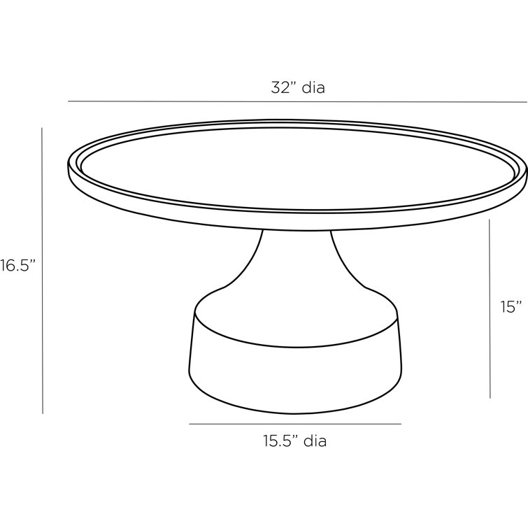 Olive Lacquered Wood Round Cocktail Table with Pedestal Base