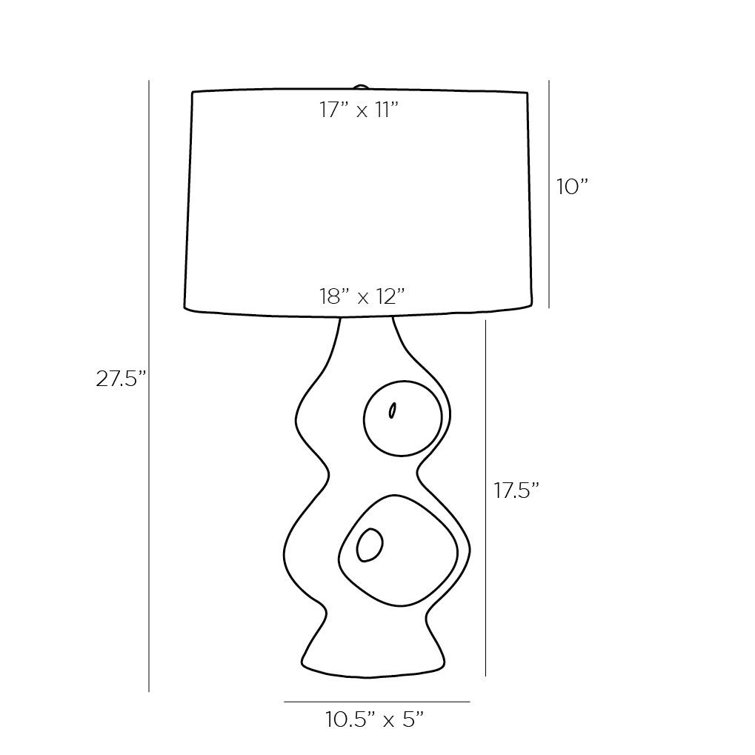 Black Sculptural Table Lamp with Off-White Shade