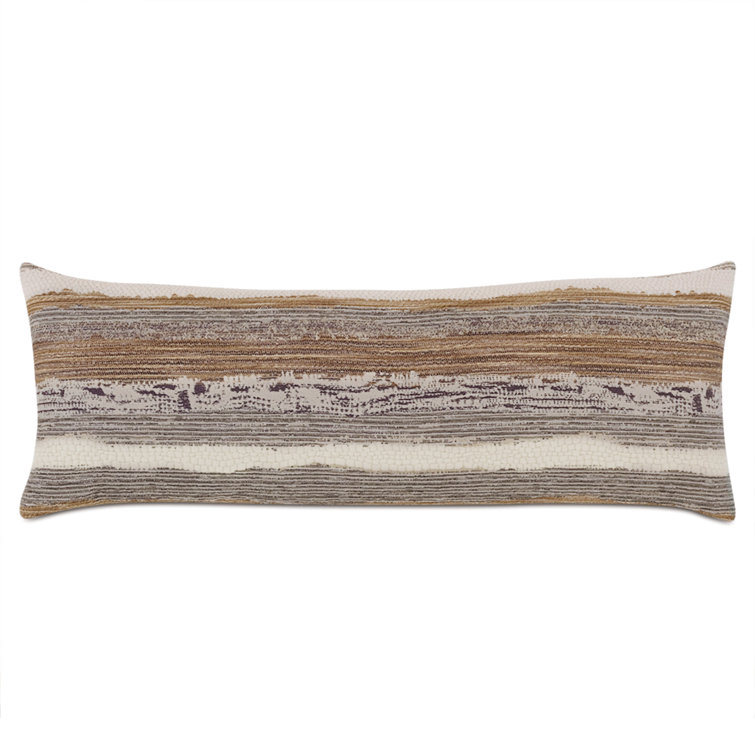 Teryn Earth Tones Cotton Blend Lumbar Pillow with Metallic Accents