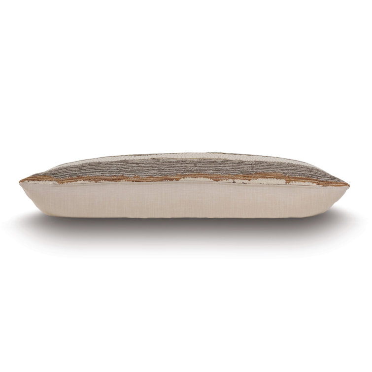 Teryn Earth Tones Cotton Blend Lumbar Pillow with Metallic Accents