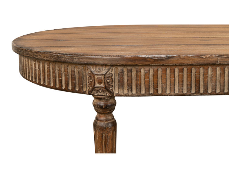 Brown Oval Extendable Wood Dining Table