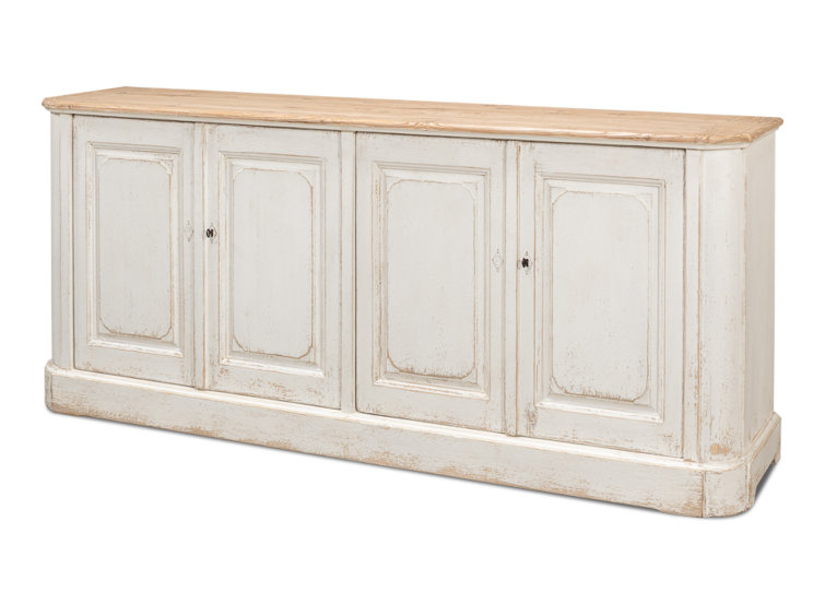 Antique Whitewash Pine 4-Door Sideboard
