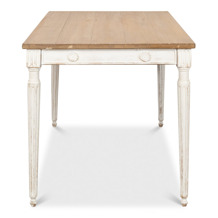 French Country Farmhouse Pine 63'' White Dining Table