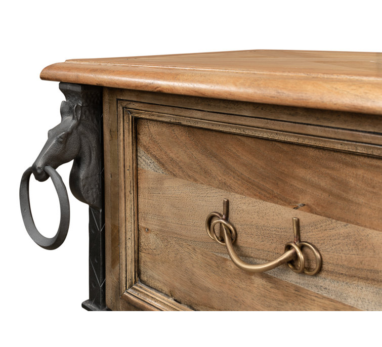 Desert Bleached Brown Acacia Wood and Iron Console Table