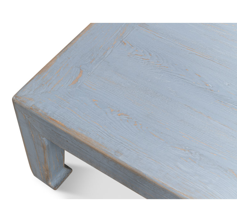 Blue Solid Pine Wood Square Coffee Table