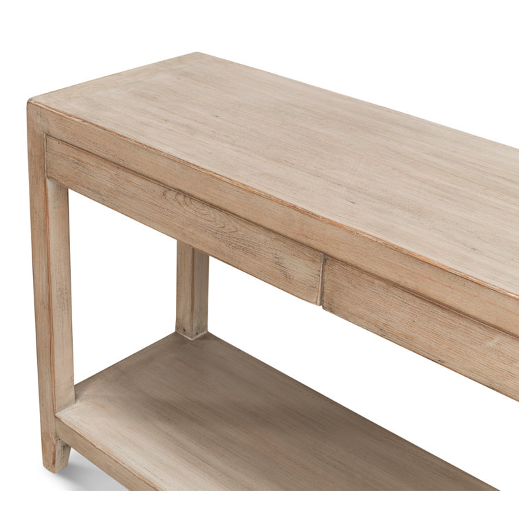 Anton Transitional Brown Pine Wood Console Table with Storage