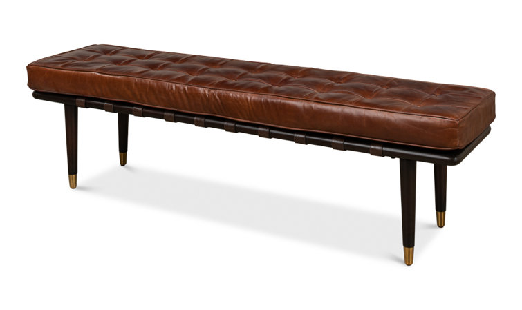 Prince Albert Genuine Leather Upholstered Bench