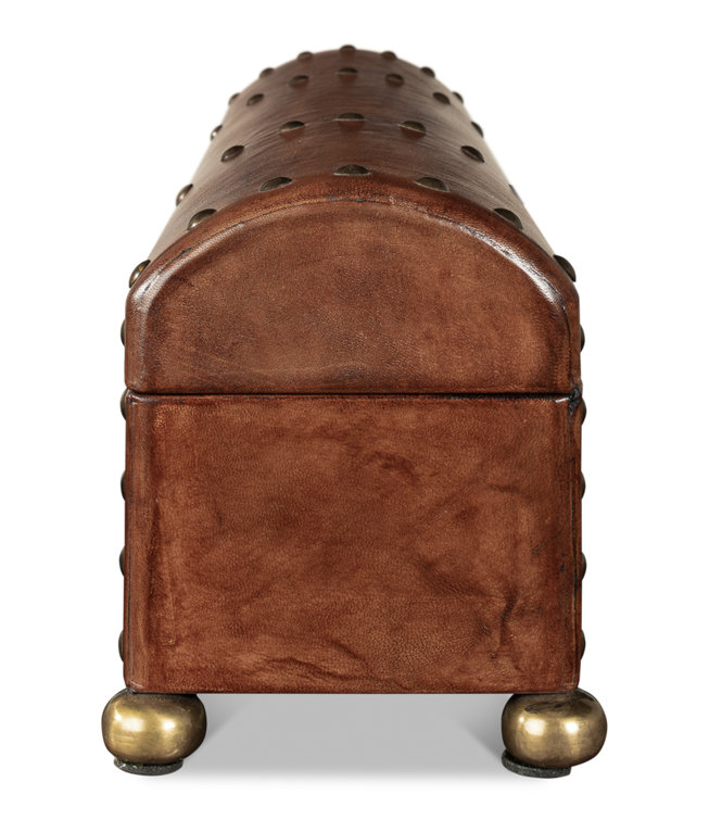 Traditional Embossed Leather-Wrapped Wooden Storage Box