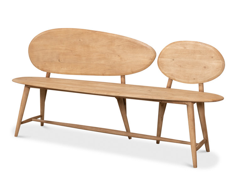 Pebble-Inspired Solid Acacia Wood 73'' Dining Bench in Moleskin Brown