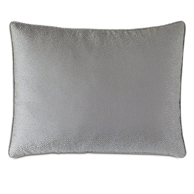 Silver Gray Embroidered Polyester Standard Sham with Zipper Closure