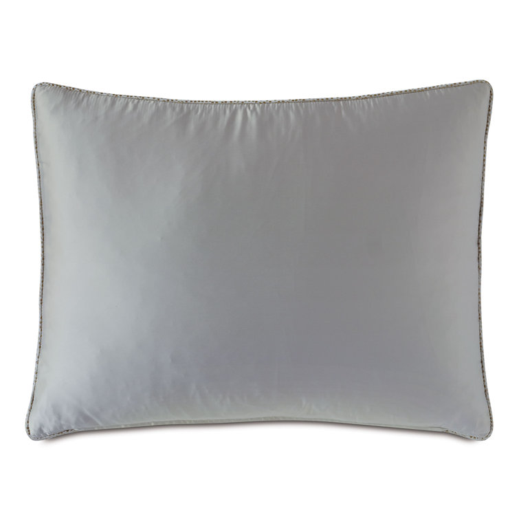 Silver Gray Embroidered Polyester Standard Sham with Zipper Closure