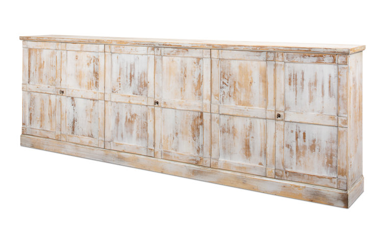 Luciana 112" Distressed White Wood Buffet