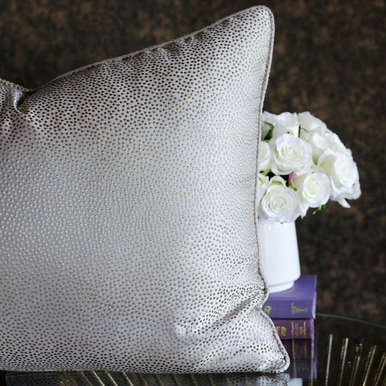 Silver Gray Embroidered Polyester Standard Sham with Zipper Closure