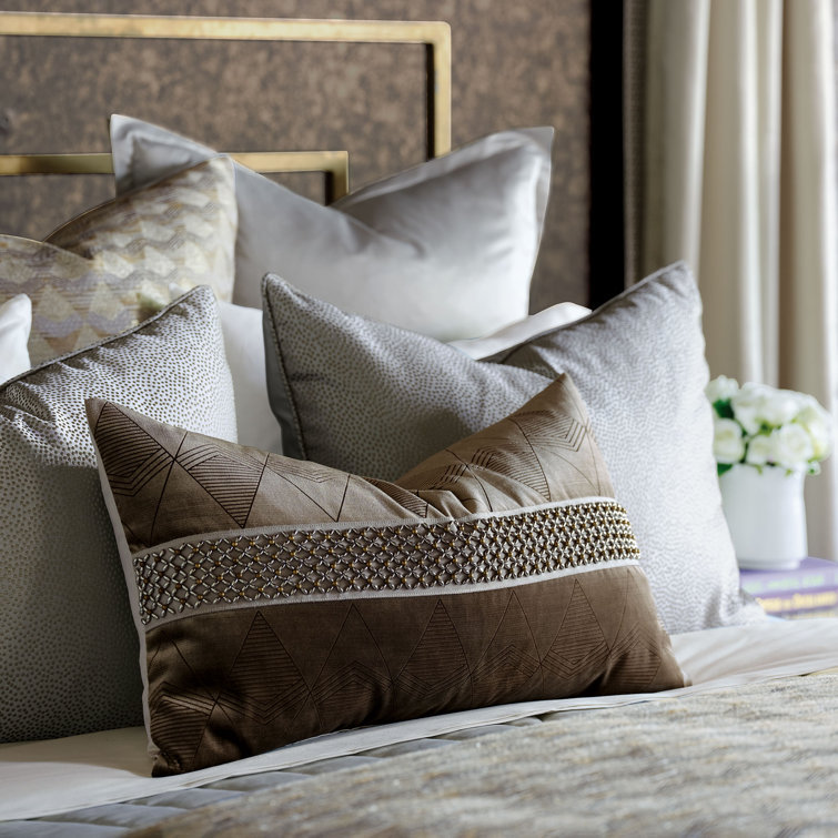 Silver Gray Embroidered Polyester Standard Sham with Zipper Closure