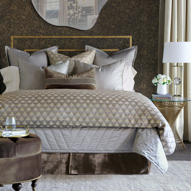 Silver Gray Embroidered Polyester Standard Sham with Zipper Closure