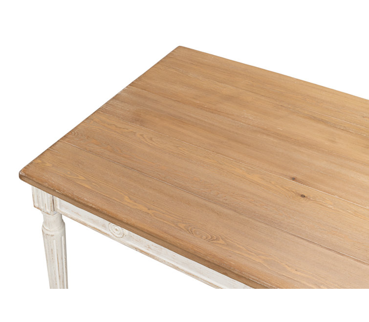 French Country Farmhouse Pine 63'' White Dining Table