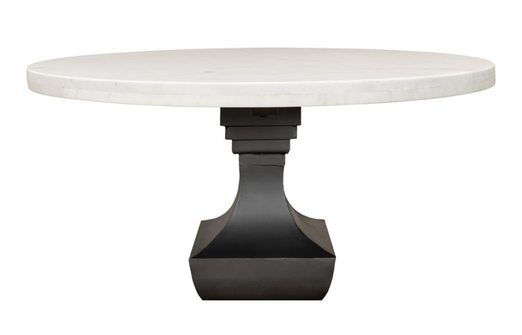 Haviland 40" Transitional Black Marble Round Dining Table
