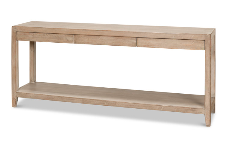 Anton Transitional Brown Pine Wood Console Table with Storage