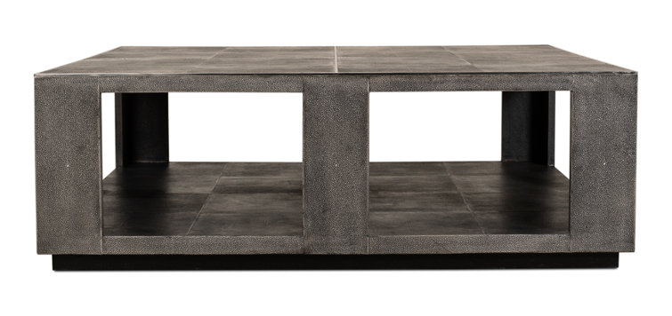 Black Square Wood Coffee Table with Stainless Steel Accents