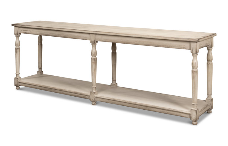 Jensen 95'' Stony Grey Solid Wood Console Table with Storage