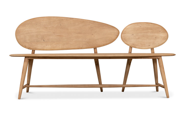 Pebble-Inspired Solid Acacia Wood 73'' Dining Bench in Moleskin Brown