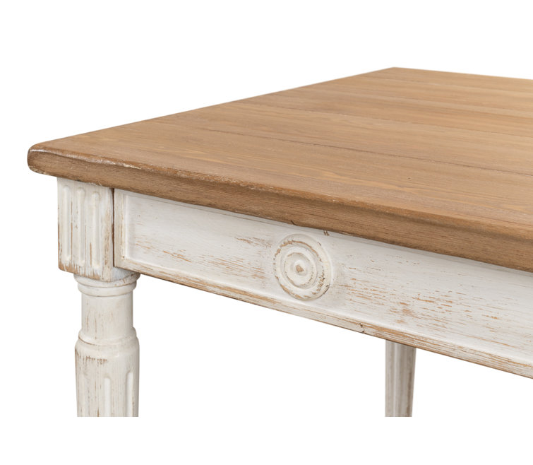French Country Farmhouse Pine 63'' White Dining Table