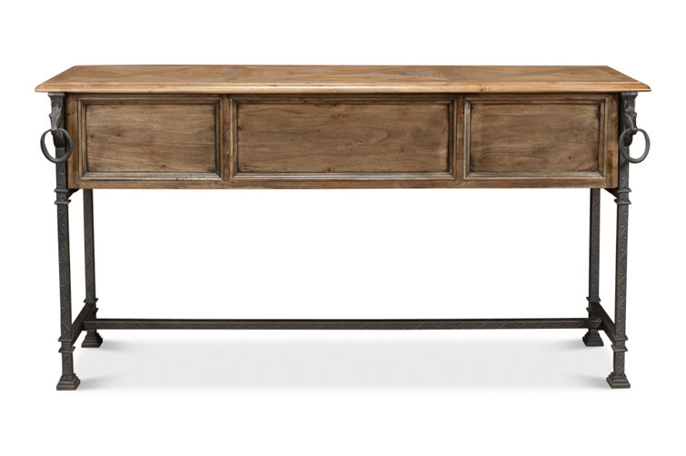 Desert Bleached Brown Acacia Wood and Iron Console Table