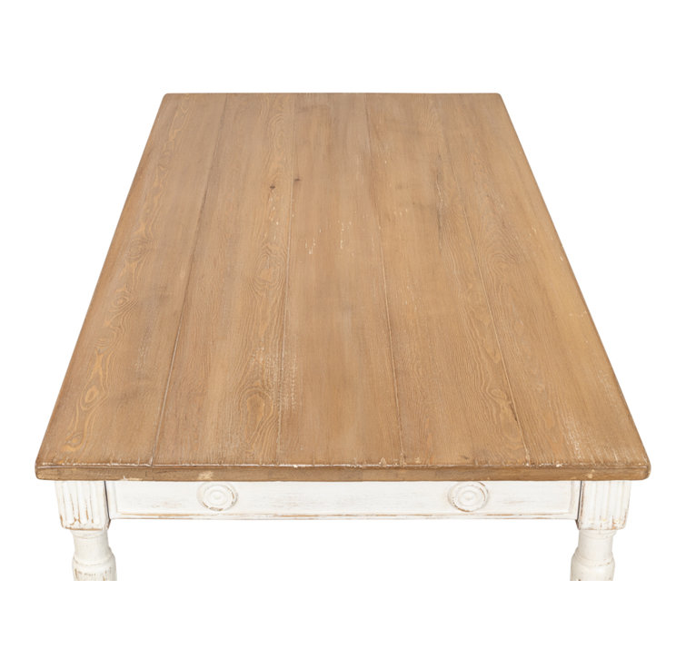 French Country Farmhouse Pine 63'' White Dining Table