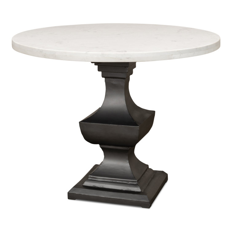 Haviland 40" Transitional Black Marble Round Dining Table
