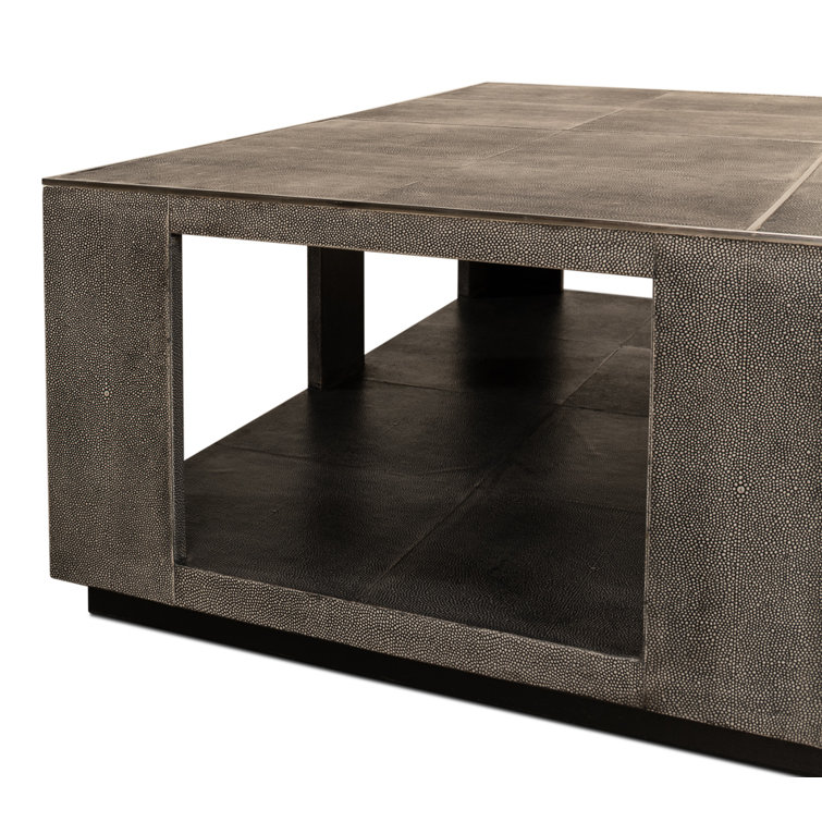 Black Square Wood Coffee Table with Stainless Steel Accents