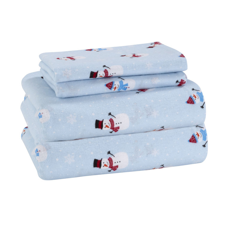 Ivory Christmas Tree Print Queen Flannel Sheet Set