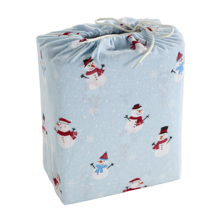 Ivory Christmas Tree Print Queen Flannel Sheet Set