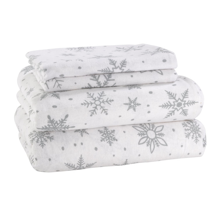 Gray Gnome Print Cotton Flannel Queen Sheet Set