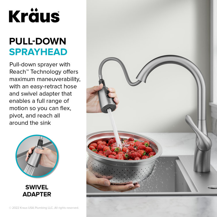 Matte Black Brass Pull-Down Kitchen Faucet with Spray
