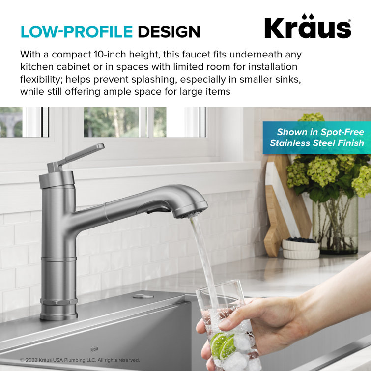 Spot-Free Stainless Steel Pull-Out Single Handle Kitchen Faucet
