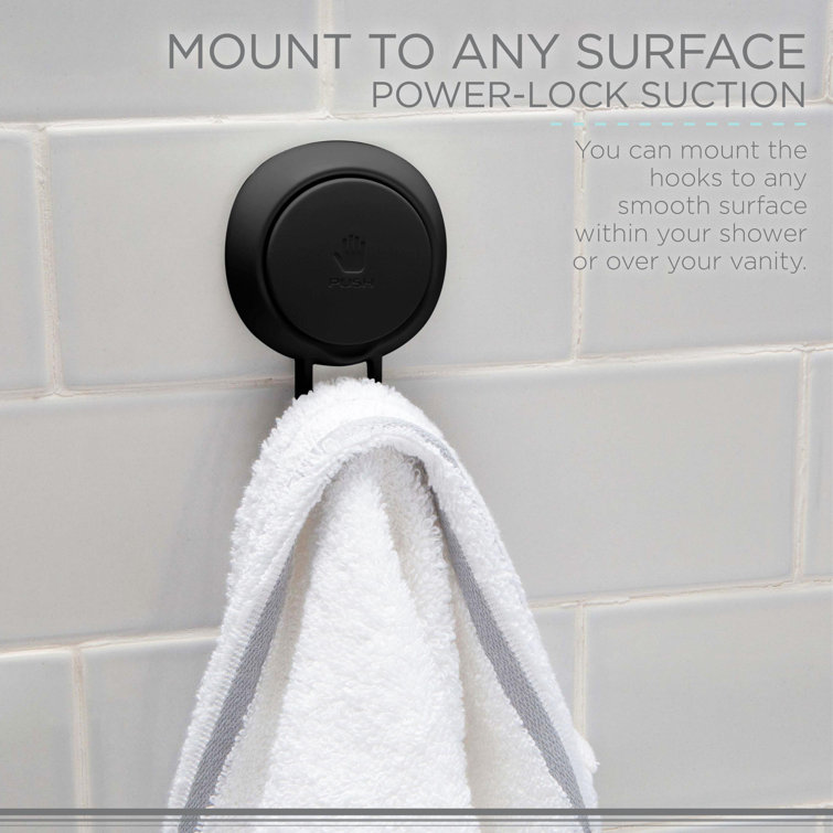 Matte Black Gel Suction Power Wall Mounted Hook Set