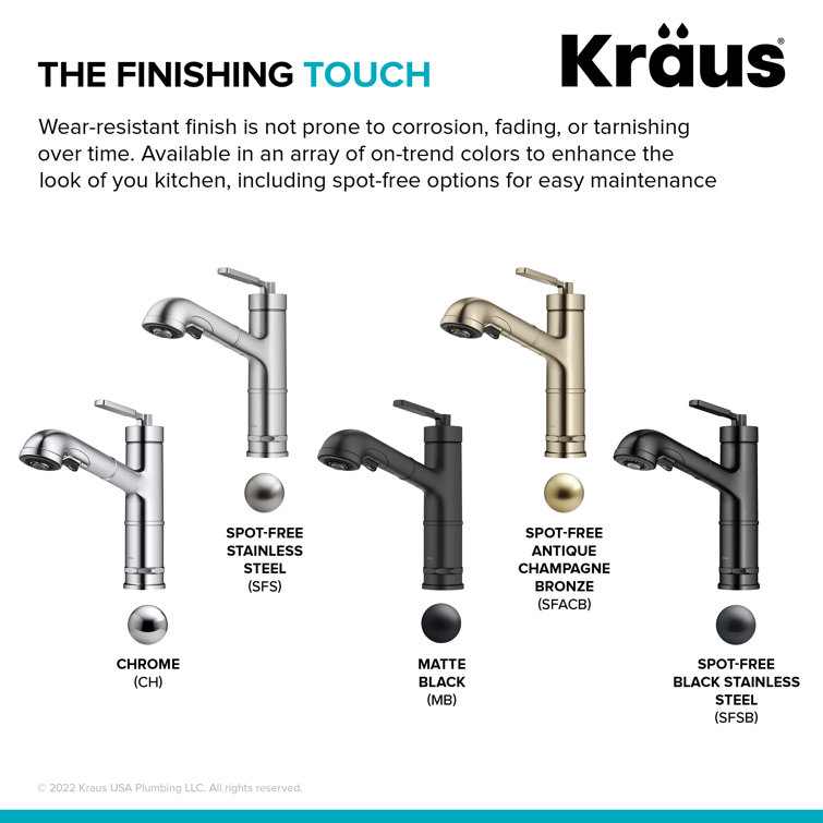 Spot-Free Stainless Steel Pull-Out Single Handle Kitchen Faucet