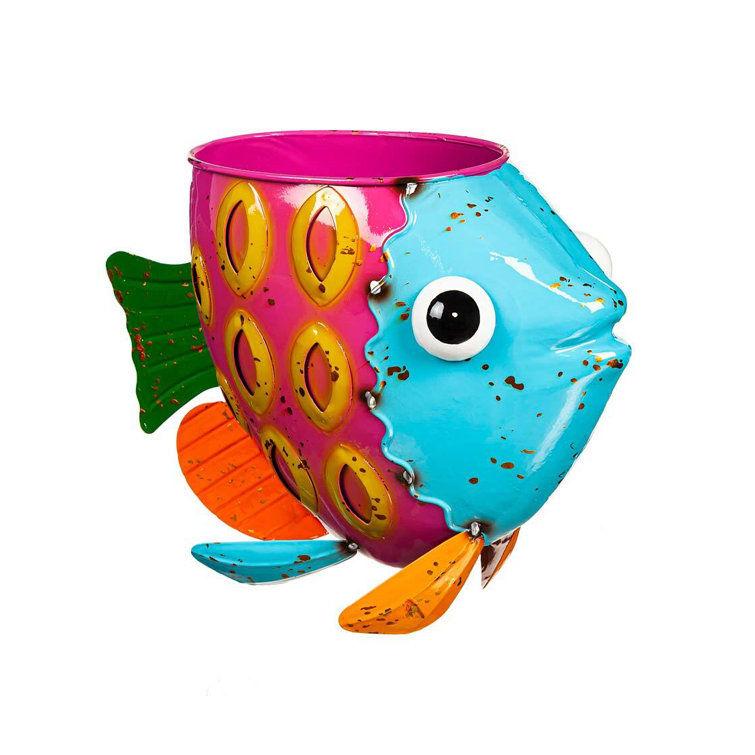 Colorful Metal Fish Indoor/Outdoor Planter Set of 3