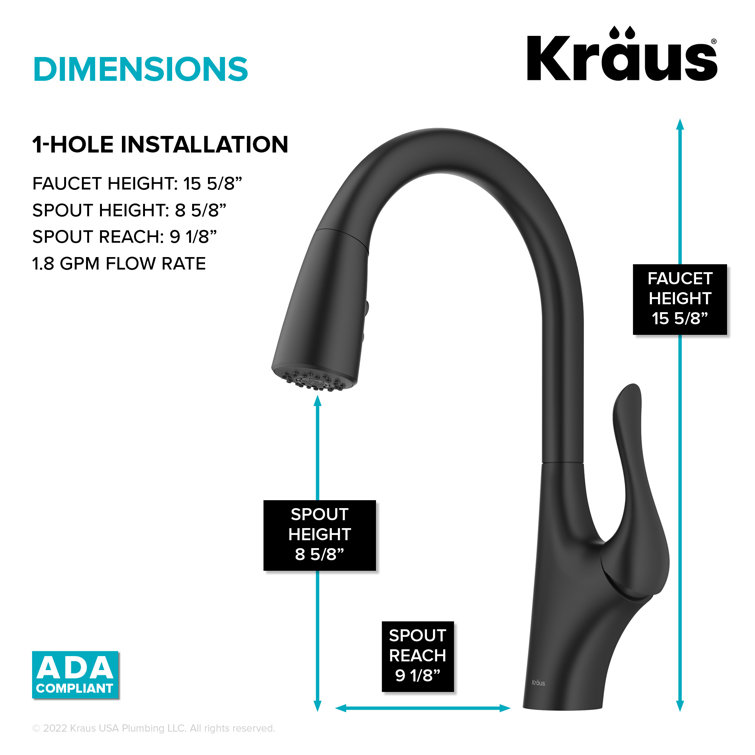 Matte Black Brass Pull-Down Kitchen Faucet with Spray