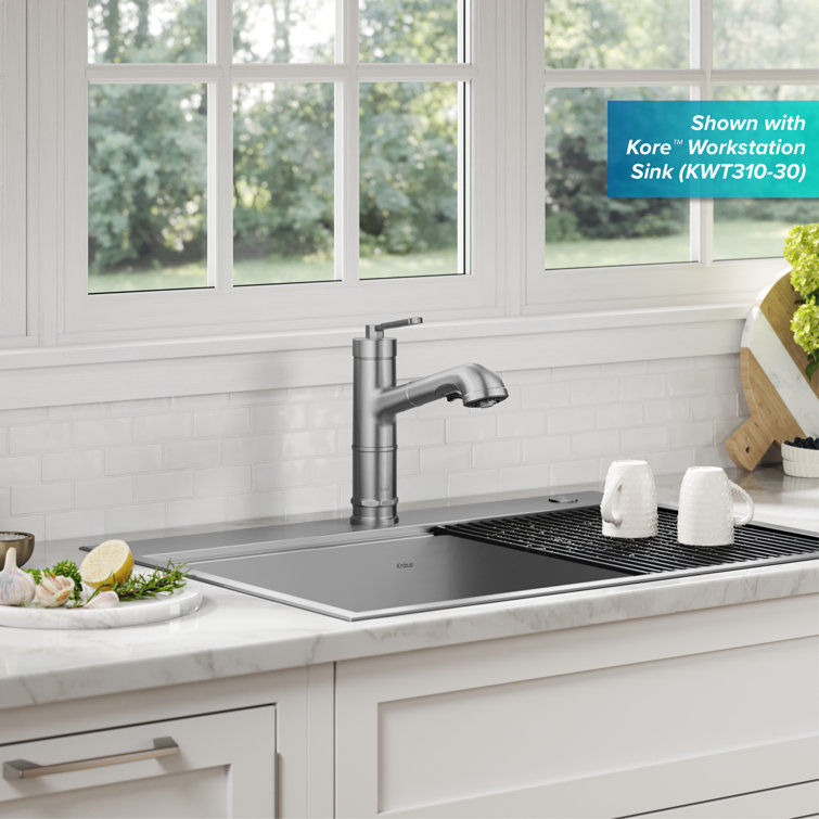 Spot-Free Stainless Steel Pull-Out Single Handle Kitchen Faucet