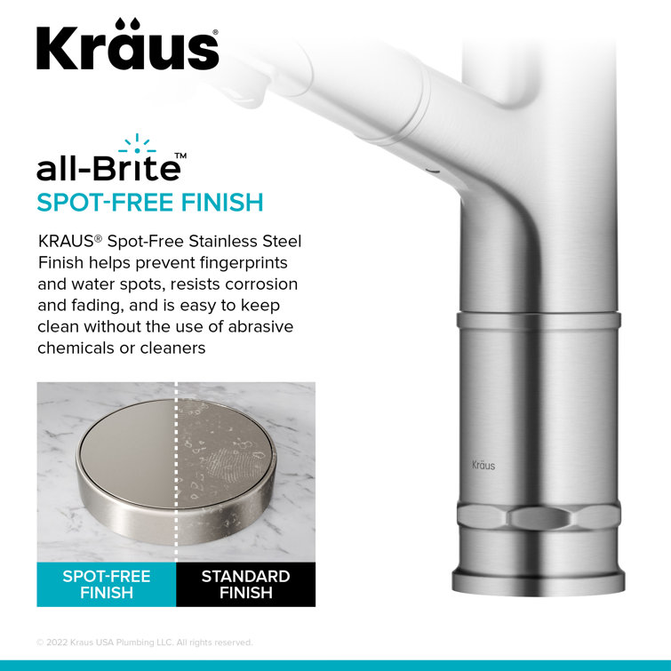 Spot-Free Stainless Steel Pull-Out Single Handle Kitchen Faucet