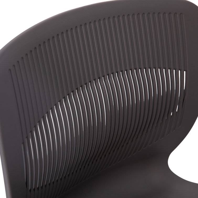 Gray Armless Metal Stacking Reception Chairs with Lumbar Support