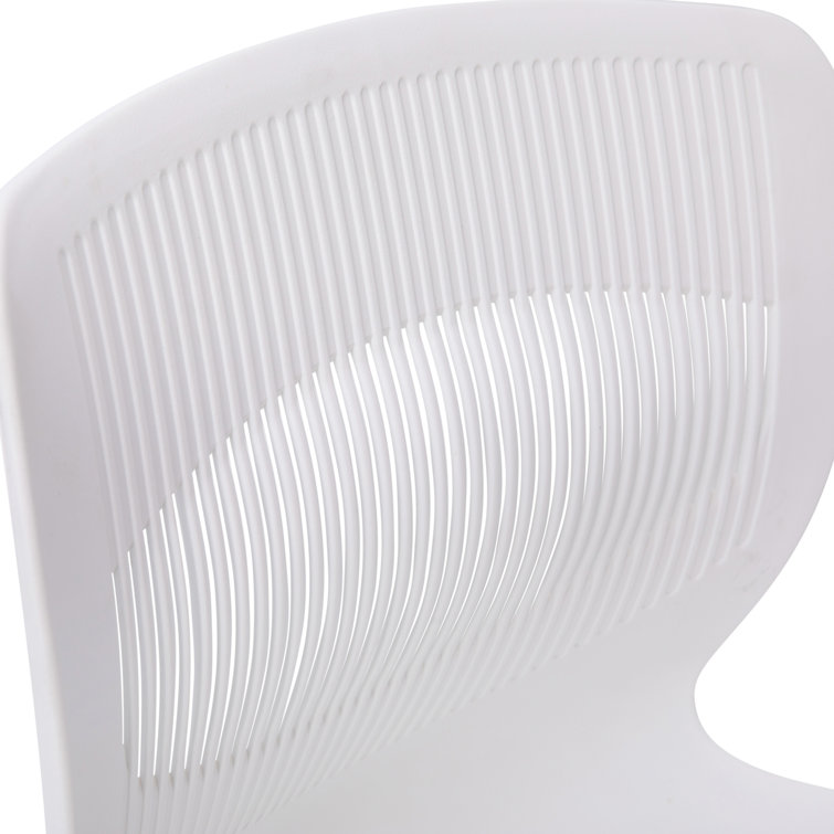 White Armless Metal Stacking Reception Chairs, Set of 5