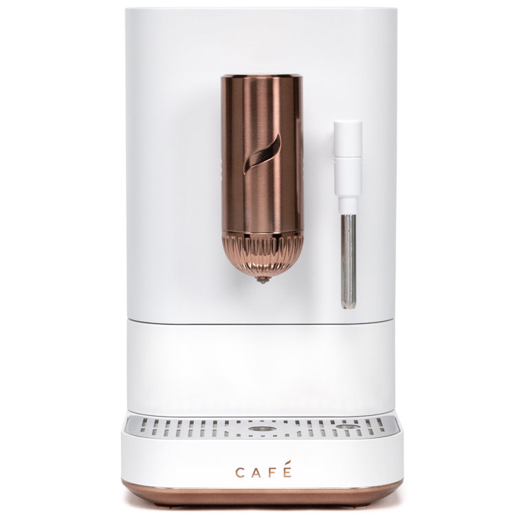 Matte White Stainless Steel Automatic Espresso Machine with Grinder and Frother